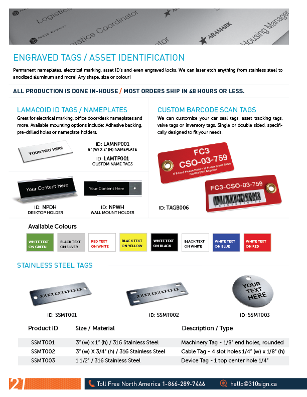 Barcoded Asset Tags and Engraved Tags