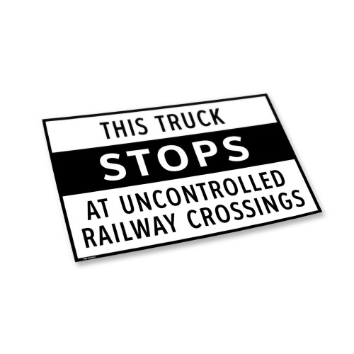 Truck Stops At All Railway Crossings Label