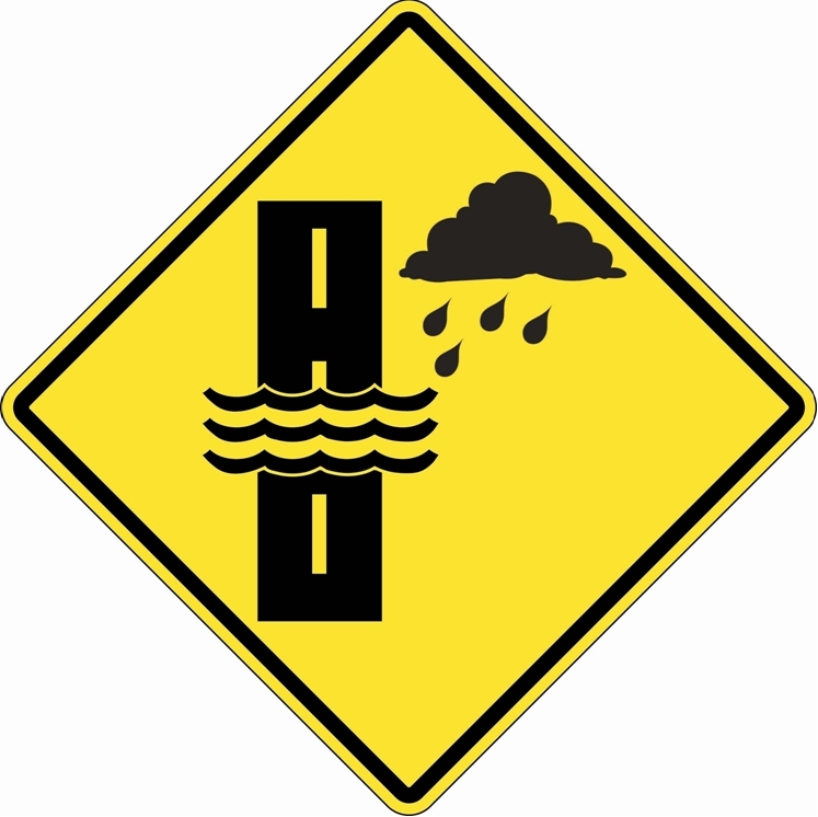Water Flooding on Roadway Sign WC-50